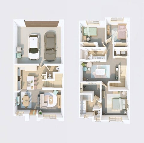 Floor plan for 3 beds, 2.5 baths, 1574 sqft